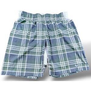Nike Dri Fit Swim Trunks Mens XL Green Plaid Board Shorts Lined Beach Stylish